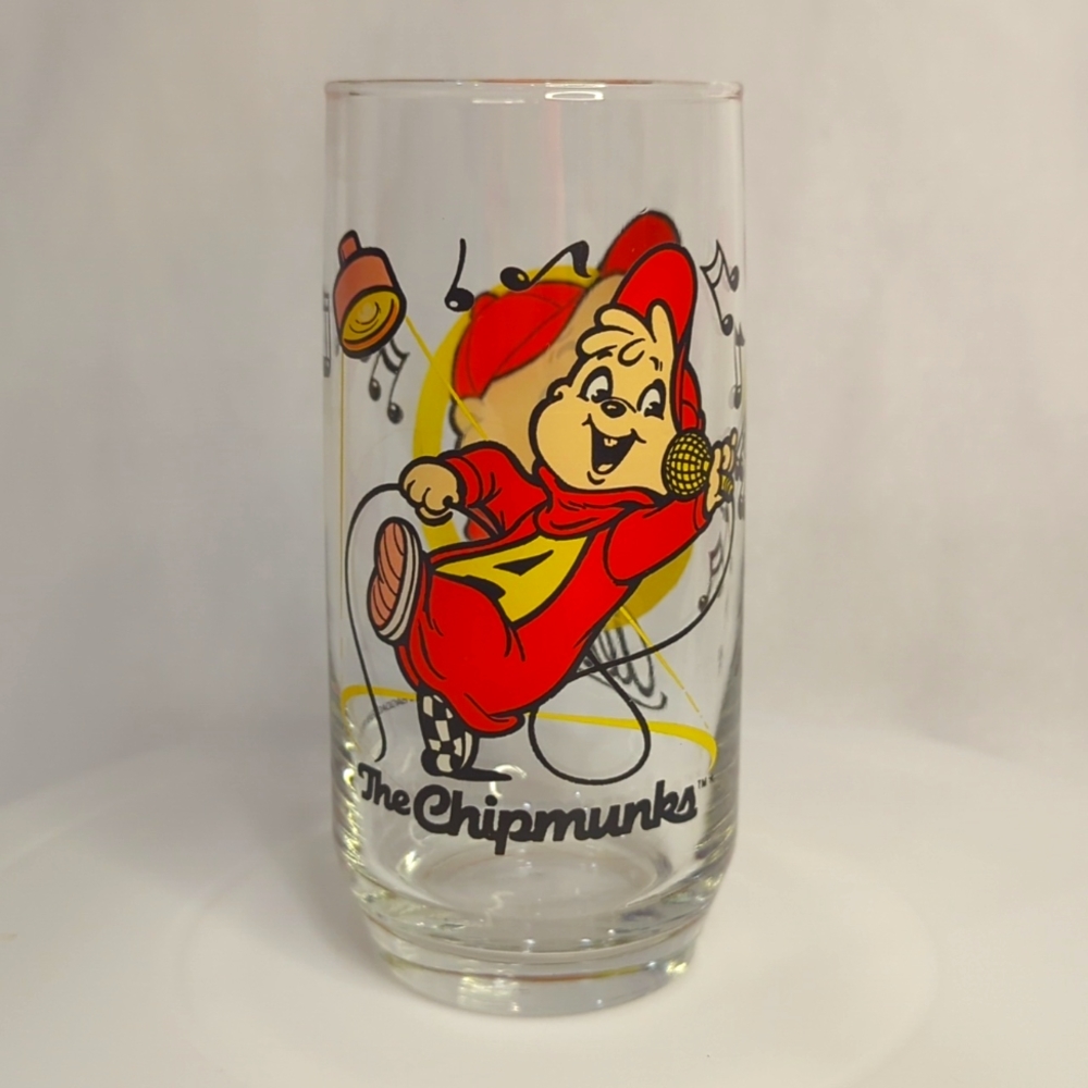 Vintage Original Alvin & the Chipmunks Singing Alvin Tall Glass 1985
